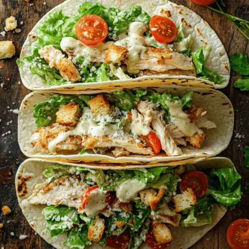 What makes Smash Chicken Caesar Tacos particularly appealing is their versatility. They are not only simple to prepare but also customizable, allowing everyone at the table to tailor their tacos to their taste preferences. The satisfaction of biting into a fresh taco filled with creamy dressing, crunchy lettuce, and savory chicken is hard to resist. This dish is perfect for busy families who need to whip up something delicious without spending hours in the kitchen, as well as for entertaining guests who will appreciate the unique twist on a classic favorite.
