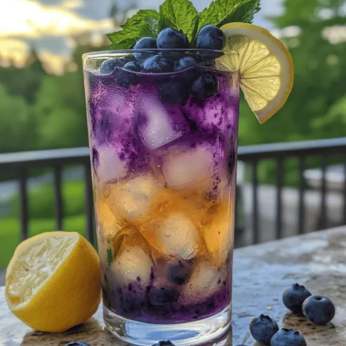 Iced Blueberry Green Tea is a harmonious blend of refreshing green tea, sweet and tangy blueberries, and a hint of citrus from lemon juice. This beverage not only quenches your thirst but also offers a host of health benefits, making it an ideal choice for health enthusiasts and casual drinkers alike. The infusion of blueberries adds a natural sweetness while also enhancing the drink's nutritional profile. Whether you’re sipping it on a sunny afternoon or serving it at a gathering, Iced Blueberry Green Tea is sure to impress.