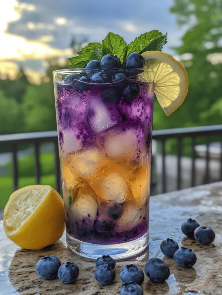 Iced Blueberry Green Tea is a harmonious blend of refreshing green tea, sweet and tangy blueberries, and a hint of citrus from lemon juice. This beverage not only quenches your thirst but also offers a host of health benefits, making it an ideal choice for health enthusiasts and casual drinkers alike. The infusion of blueberries adds a natural sweetness while also enhancing the drink's nutritional profile. Whether you’re sipping it on a sunny afternoon or serving it at a gathering, Iced Blueberry Green Tea is sure to impress.