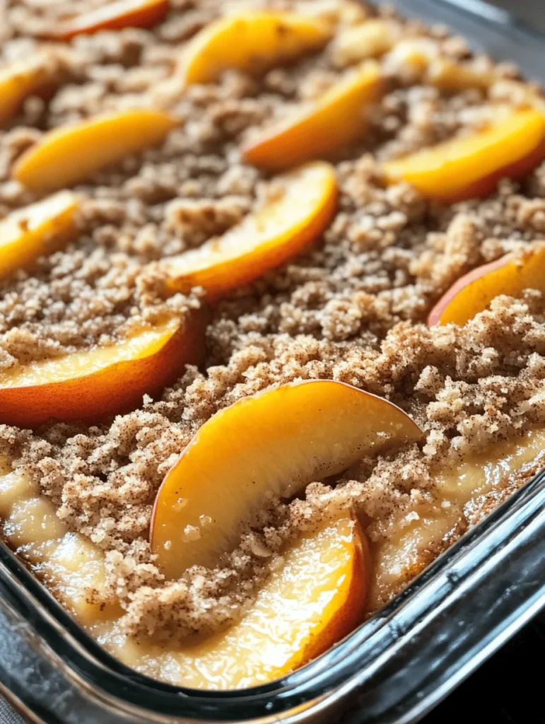 When the summer sun shines brightly and the air is filled with the sweet aroma of ripe fruit, there's nothing quite like indulging in a slice of Southern Peach Crumb Cake. This delightful dessert embodies the essence of Southern cuisine, showcasing the region's love for fresh, juicy peaches and comforting baked goods. With its tender, moist cake base topped with a buttery, crumbly streusel, this cake is a perfect treat for family gatherings, summer picnics, or cozy evenings at home.