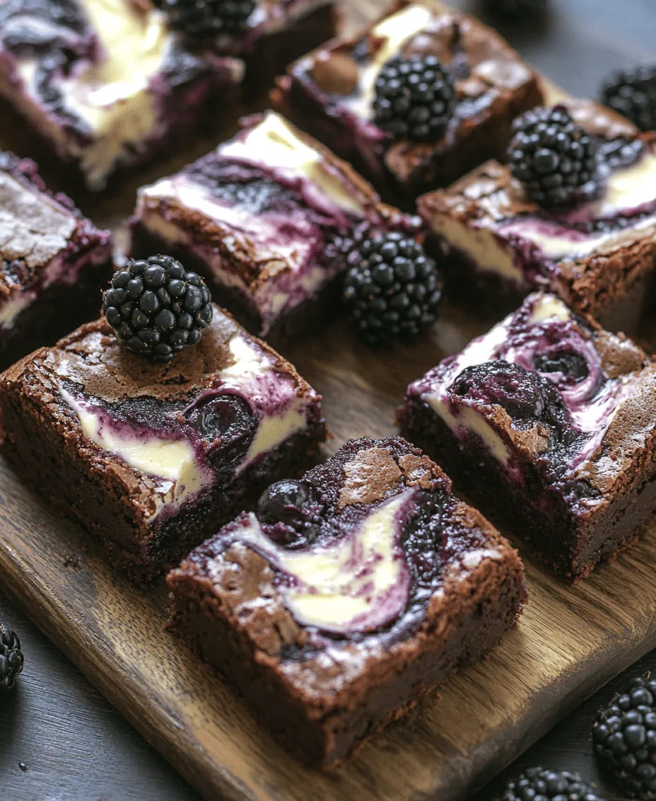 Indulging in a rich dessert is one of life's simple pleasures, and what better way to treat yourself than with a batch of Blackberry Cream Cheese Brownies? This recipe is a divine concoction that marries the deep, rich flavor of chocolate with the bright, tangy notes of fresh blackberries. The result is a dessert that is not only visually stunning but also a delightful balance of flavors and textures. Each bite reveals a luscious layer of cream cheese, punctuated by the juicy sweetness of blackberries, making these brownies a standout choice for any occasion.