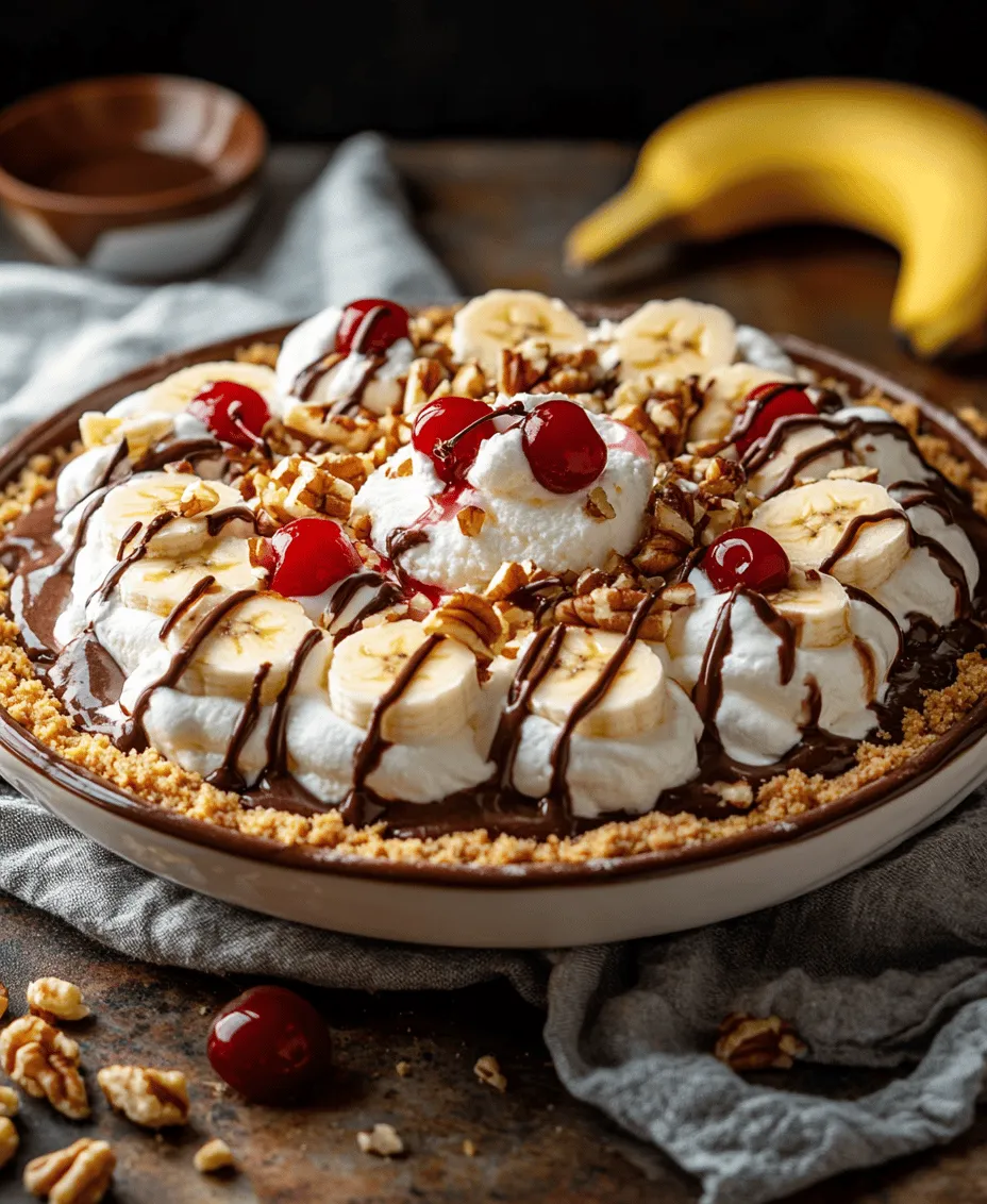 As the warm sun graces us with its presence, nothing quite hits the spot like a refreshing, indulgent dessert. Enter the Frozen Banana Split Pie, a dessert that captures the essence of the classic banana split but in an innovative pie format. This delightful treat combines the beloved flavors of bananas, chocolate, and whipped cream, all nestled in a crunchy, homemade graham cracker crust. Perfect for summer barbecues, birthday parties, or just a cozy night in, this pie is a crowd-pleaser that will leave everyone asking for seconds.