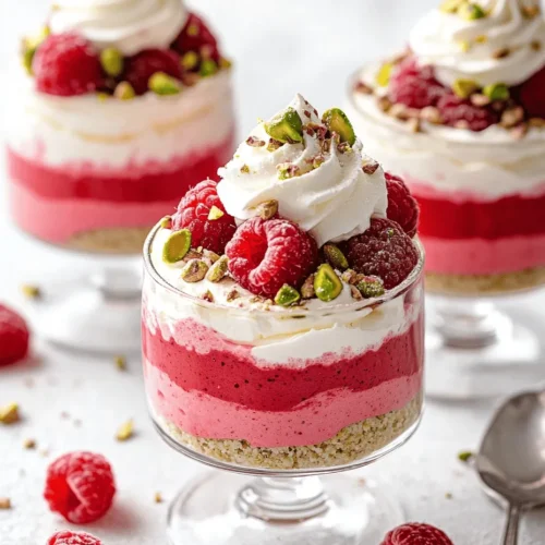 Are you ready to elevate your dessert game? The Raspberry Pistachio Mousse Cakes are a stunning combination of flavors and textures that promise to impress at any gathering. This delightful dessert showcases a harmonious balance between the tartness of fresh raspberries and the earthy, nutty flavor of pistachios. Each bite offers a light, airy mousse that melts in your mouth, making it an unforgettable treat for anyone who loves desserts that are both indulgent and refreshing.