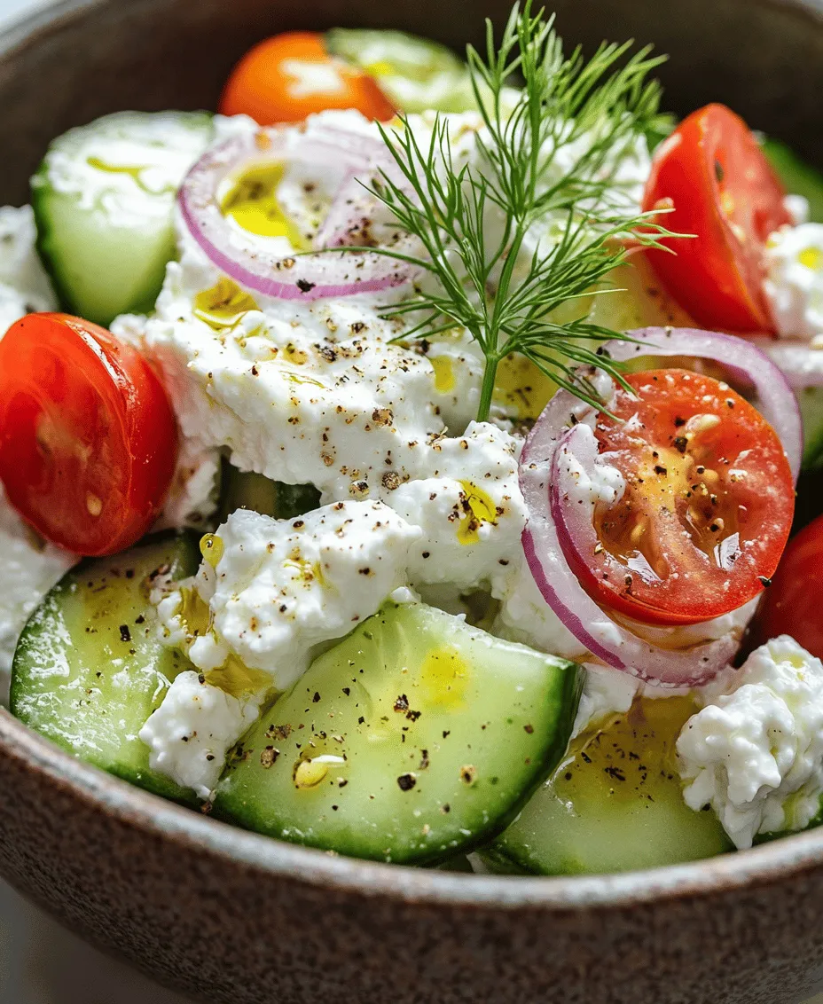 The charm of the Cottage Cheese & Cucumber Salad lies in its simple yet vibrant ingredients. Each component plays a vital role in contributing to the salad's overall flavor and texture, making it a well-rounded dish. Here are the core components that make this salad so special: