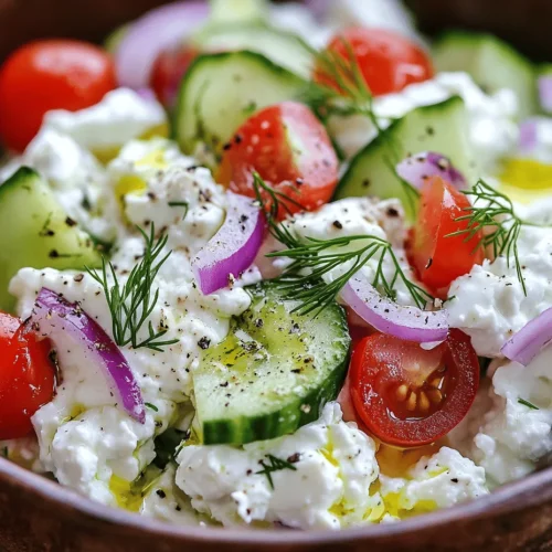 The charm of the Cottage Cheese & Cucumber Salad lies in its simple yet vibrant ingredients. Each component plays a vital role in contributing to the salad's overall flavor and texture, making it a well-rounded dish. Here are the core components that make this salad so special: