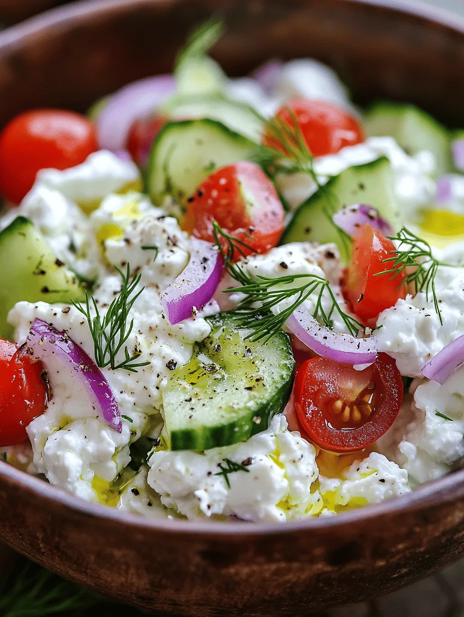 The charm of the Cottage Cheese & Cucumber Salad lies in its simple yet vibrant ingredients. Each component plays a vital role in contributing to the salad's overall flavor and texture, making it a well-rounded dish. Here are the core components that make this salad so special: