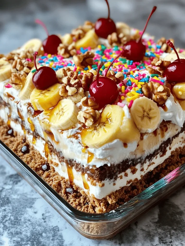 Are you looking for a dessert that is not only easy to prepare but also brings a smile to every face at the table? The no-bake banana split cake is the answer! This delightful creation captures the essence of the classic banana split dessert while transforming it into a beautifully layered cake that requires minimal effort and time. With its blend of creamy textures, sweet fruity flavors, and a hint of nostalgia, this cake is perfect for gatherings, celebrations, or simply as a sweet treat to enjoy at home.