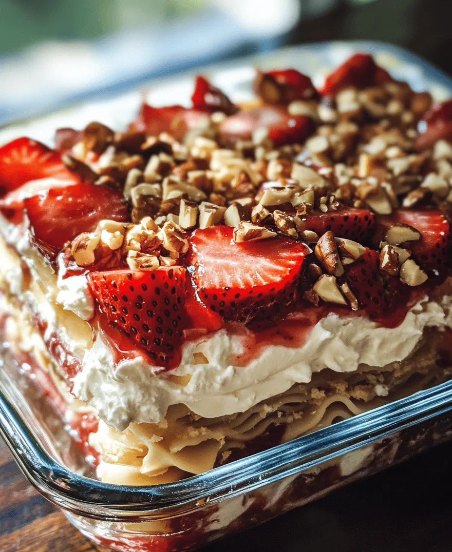 If you're looking for a dessert that captures the essence of summer in every bite, look no further than Strawberry Lasagna Delight. This unique dessert, which artfully combines layers of fresh strawberries, creamy goodness, and the comforting texture of lasagna noodles, has become a beloved favorite for gatherings and special occasions alike. The beauty of this recipe lies not only in its delicious flavor profile but also in its striking visual presentation, which adds an element of fun and festivity to any table.