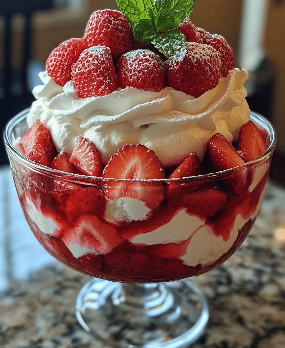 The Sweet Strawberry Trifle Delight is a dessert that embodies the essence of summer, bringing together a delightful medley of flavors and textures that tantalize the taste buds. This trifle is not just a treat for the palate; it is a feast for the eyes, boasting vibrant layers of luscious strawberries, creamy pudding, and light, airy whipped cream. Perfect for gatherings, celebrations, or any warm-weather event, this dessert is sure to impress guests of all ages.