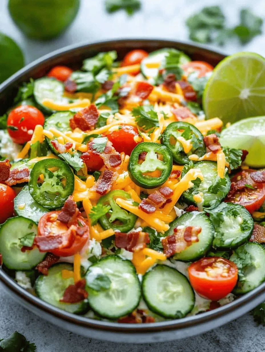 At the heart of this salad are the cucumbers, which serve as the refreshing base. Their high water content not only hydrates but also provides a satisfying crunch that complements the creamy elements of the salad. When selecting cucumbers, look for firm, dark green specimens without blemishes or soft spots. English cucumbers, with their thin skin and fewer seeds, are an excellent choice for this recipe, but standard cucumbers work just as well. The crisp texture of cucumbers acts as a wonderful canvas for the other ingredients, allowing each flavor to shine through.