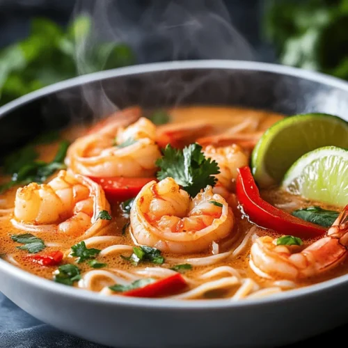 Discover the vibrant flavors of Thailand with this delightful Thai Shrimp Noodle Soup. This dish seamlessly merges succulent shrimp, aromatic herbs, and a creamy coconut broth, creating a comforting meal that is both satisfying and invigorating. Thai Shrimp Noodle Soup is not just a dish; it’s an experience that transports you to bustling Thai markets filled with tantalizing aromas and colorful ingredients. Perfect for a cozy evening at home or for impressing dinner guests, this recipe is simple yet bursting with authenticity.