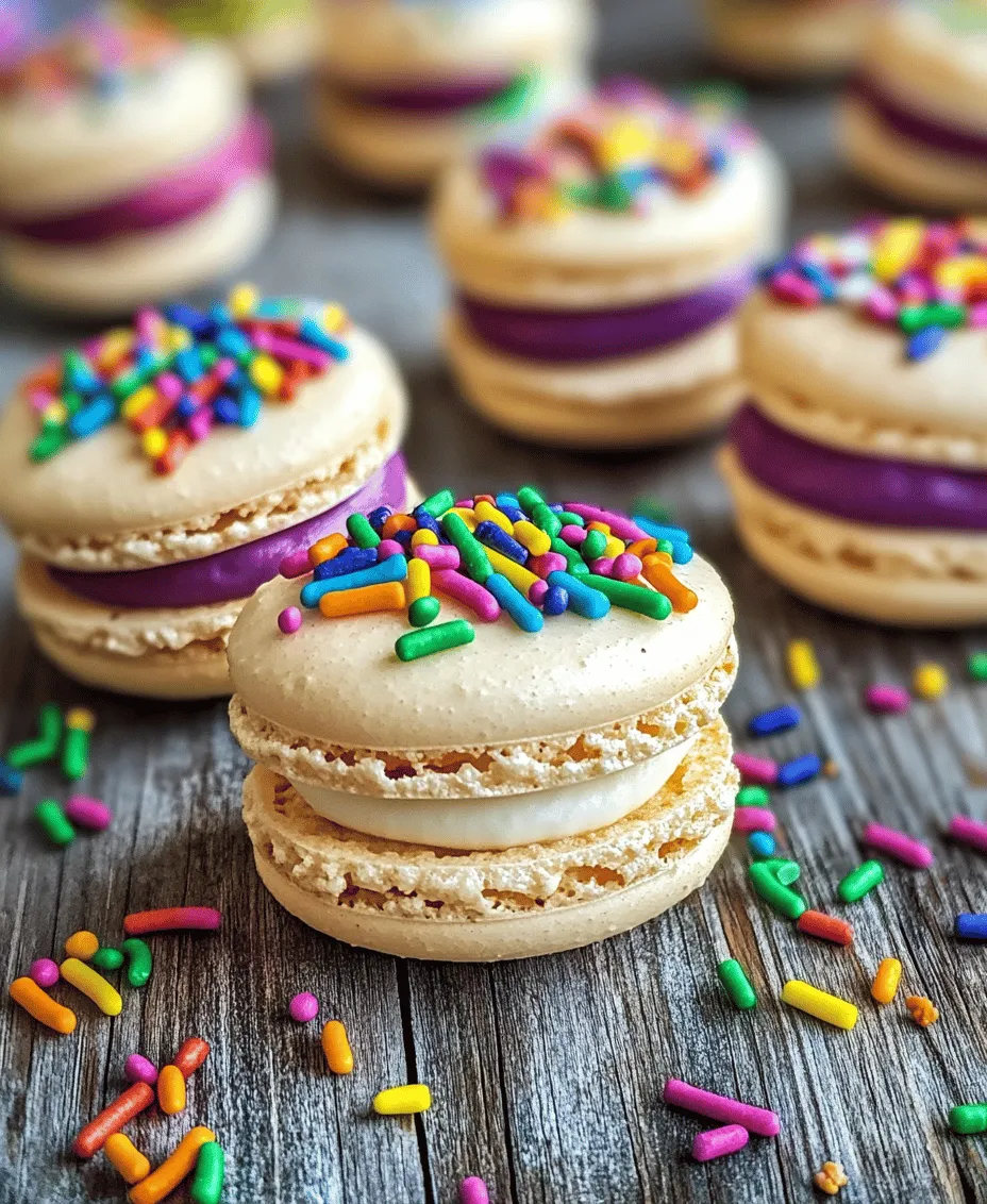 Macarons, the delicate French pastries, have taken the dessert world by storm with their colorful shells and luscious fillings. These delightful confections, made from almond flour, egg whites, and sugar, are not only a feast for the eyes but also a treat for the palate. Their crisp exterior and soft, chewy interior create a unique texture that is simply irresistible. Among the many variations of macarons, Birthday Cake Macarons stand out as a festive and celebratory twist, perfect for any special occasion.
